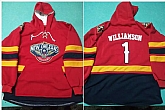 New Orleans Pelicans 1 Zion Williamson Red All Stitched Hooded Sweatshirt,baseball caps,new era cap wholesale,wholesale hats